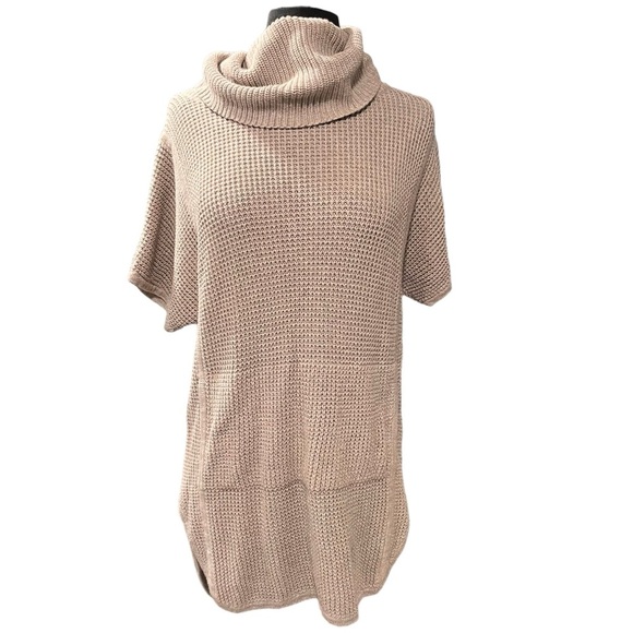 UGG Taupe Tan Selby Cable Knit Turtleneck Tunic Sweater Mini Dress size Medium - Picture 5 of 10